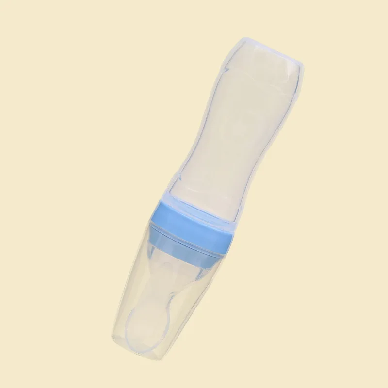 120 мл силиконовая выдавливающая бутылочка для каши, дозирующая ложка, для младенцев, для малышей, для кормления, Твердые Детские Ложки, 4 унции - Цвет: Blue