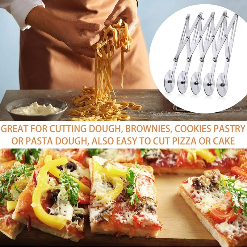 5 Wheel Stainless Steel Pastry Cutter Adjustable Pizza Slicer Multifunction  Dough Divide Pasta Wheel Knife Noodles Cutter - AliExpress