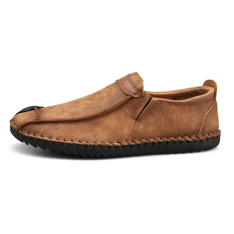 Casual authentic men's shoes leather waterproof and comfortable spring and autumn quality driving shoes large size 48