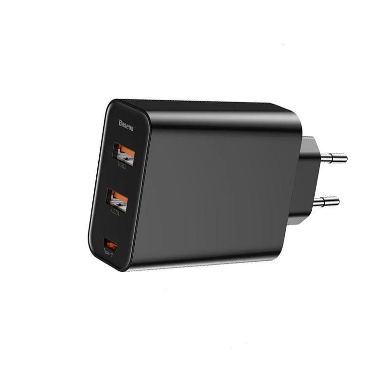 

Baseus 3 Ports(2*USB 1*Type-C) Charger Fast Charging EU Plug For iPhone Xiaomi Redmi Quick Charge