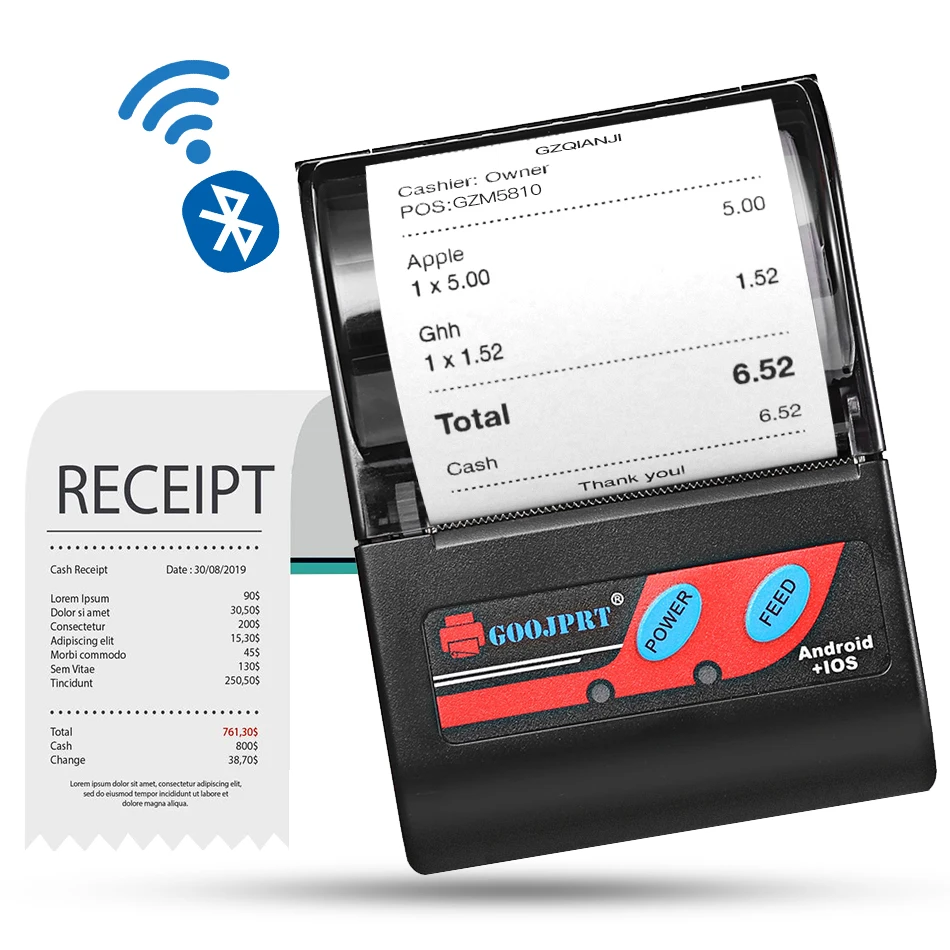 Мини Bluetooth беспроводной термопринтер 58 мм GZM5810 Loyverse POS бесплатное приложение на