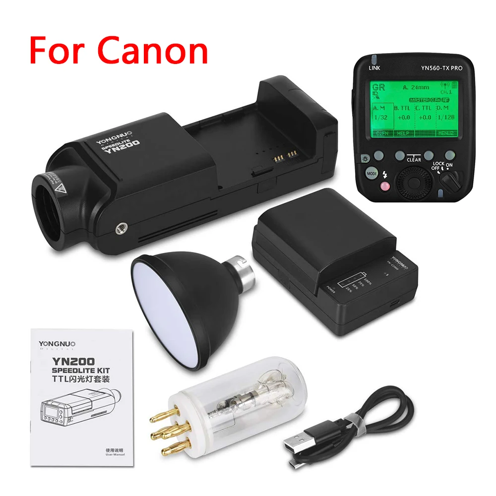 YN200 and 560-TX-C YONGNUO YN200 Беспроводная Speedlite ttl 2,4G 200 W литиевая батарея с usb type C, совместимый YN560-TX(II)/YN560-TX Pro/для Canon - Цвет: YN200 and 560-TX-C