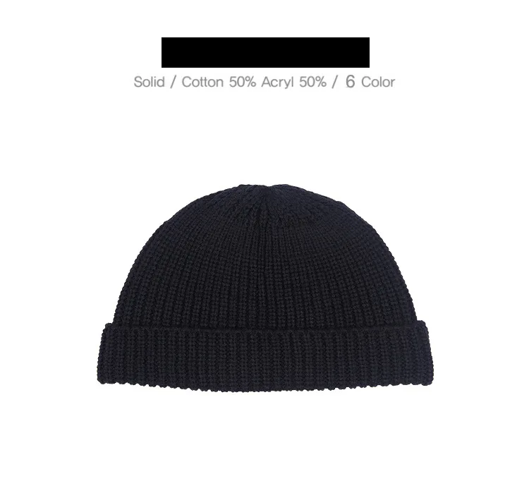 Мужские и женские осенне-зимние вязанные шапочки Skullies Beanies головной убор моряка манжета безрукавка Ретро короткая шапочка Docker шляпа Дыня Кепка