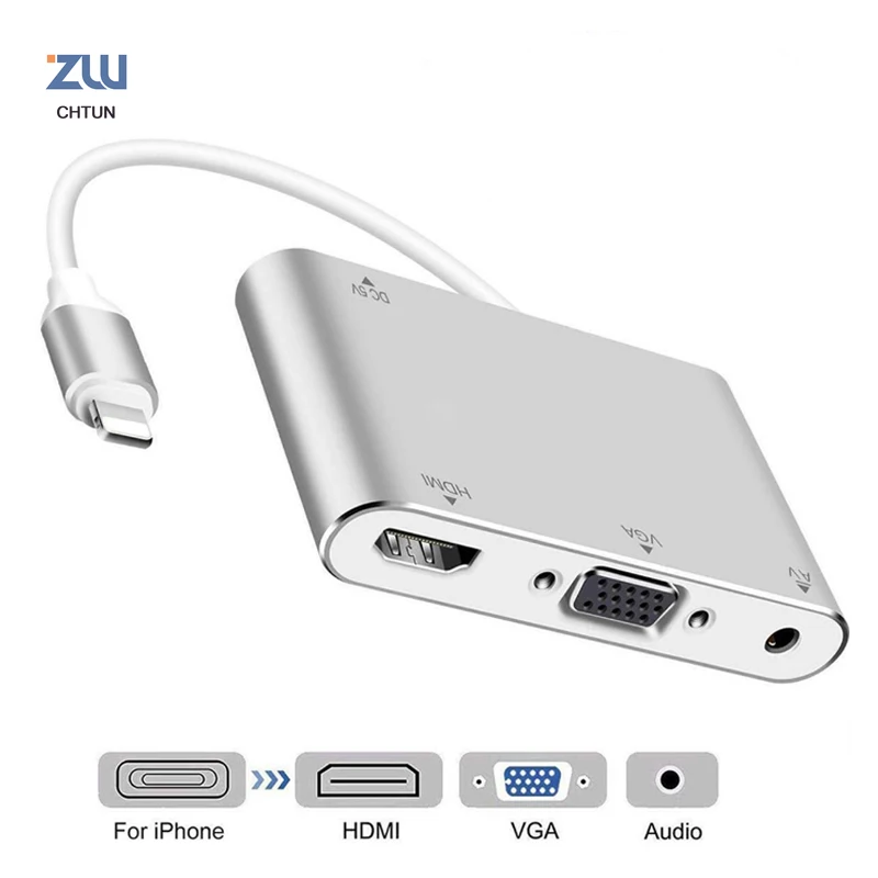 OTG кабель HDTV для Lightning/HDMI/VGA адаптер 3 5 мм аудио и видеоадаптер Lightning удлинители