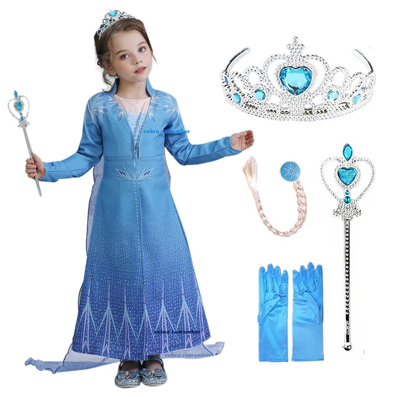 2020 New Dresses cartoons Queen 2 Princess Dress Halloween Cosplay Costume Winter for Kids Girl Vestidos | Детская одежда и обувь