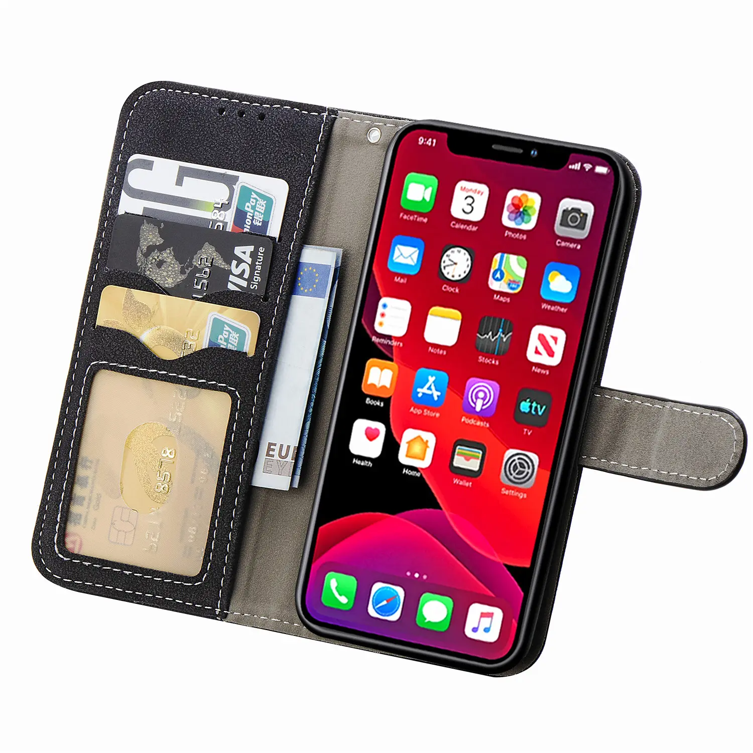 Роскошный кожаный флип кошелек чехол для телефона iPhone 11 Pro Max XR X XS 6 6s 7 8 Plus 10