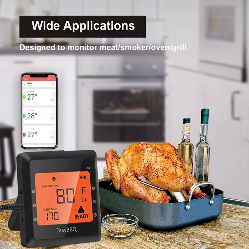 Беспроводной Bluetooth умный термометр для барбекю приготовления пищи с приложением