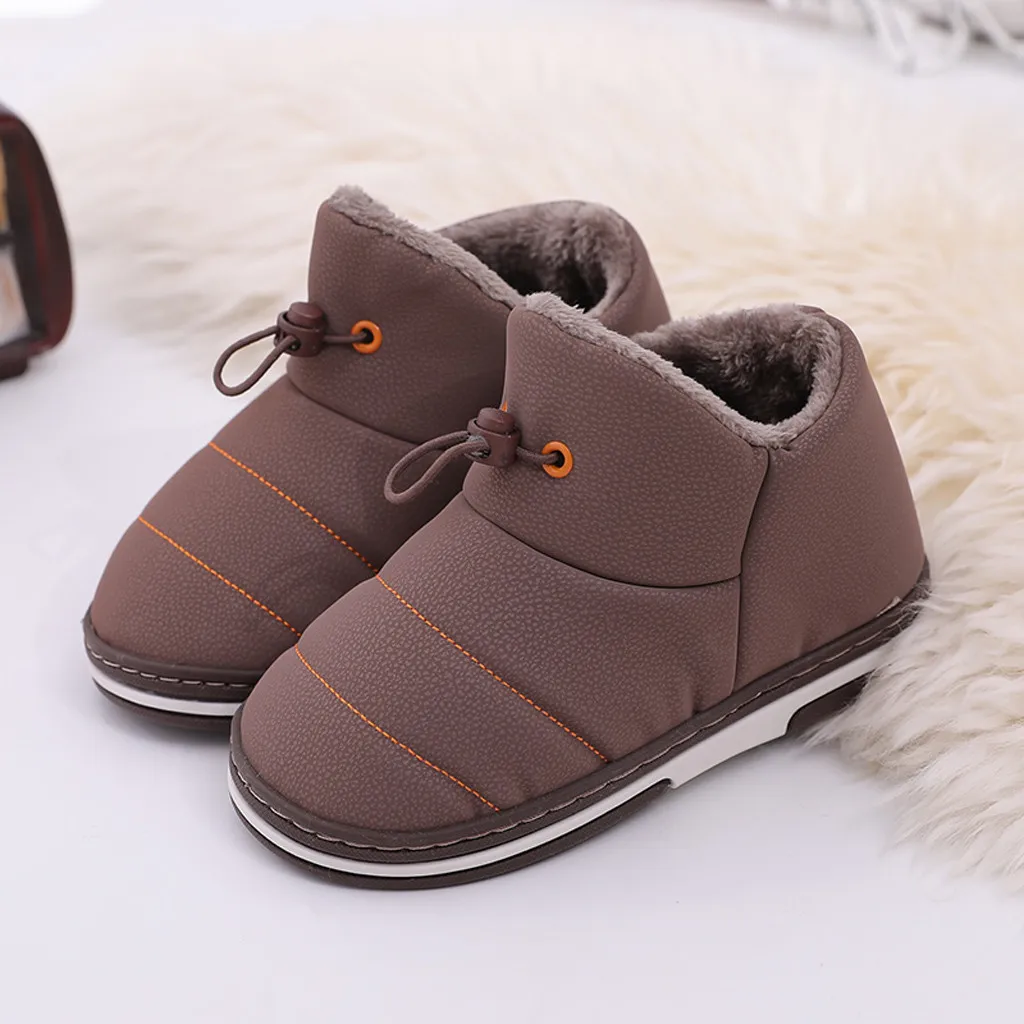 Winter Children's Waterproof Home Outdoor Snow Boots Solid Down Cloth Warm Cotton Shoes kids shoes Sapato bota infantil New