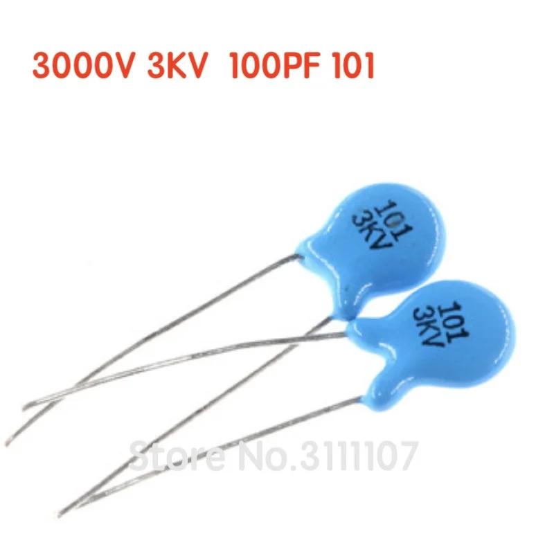 100PCS/LOT 3KV 101 100PF High Voltage Ceramic Capacitors DIP Capacitance 3000V 100pf