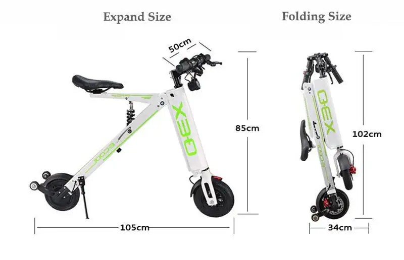 Foldable Electric Skateboard Two Wheels Electric Scooters 10 Inch 300W 36V Off Road Adult Lightweight Electric Scooter Bike (16)