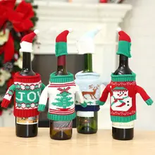 Рождественская бутылка вина покрывает милый снеговик лося печати бутылки вина одежда бутылки вина крышка стола Ornement Рождественское украшение