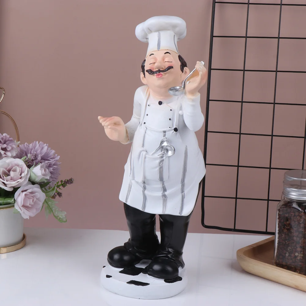 Chef Figurine Statue Kitchen Resin Cook Figures Decoration Tabletop Hotel Sculpture Fat Decorative Shop Cake Cafe Restaurant