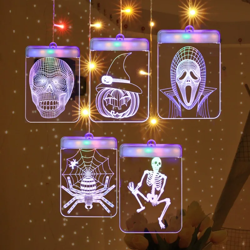 

3D Acrylic Sign Halloween Fesrival USB Powered Lights DIY Holiday Window Ceiling Wall Hanging Fairy Lighting