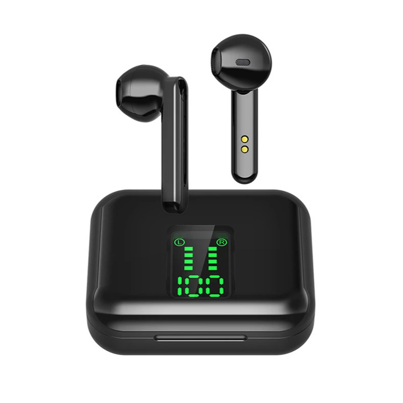 Free shipping wireless touch Bluetooth Digital Display The portable charging case uses magnets to open the lid in seconds
