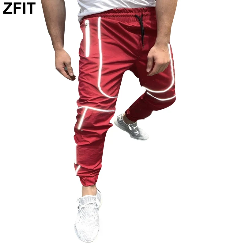 

Gym training sportswear sports pants Men Reflective night running football men Jogger trousers hip hop Thin section men pants