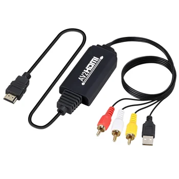 

RCA to HDMI Converter, o Converter with USB Charge Cable, Mini AV 3RCA CVBS Composite Cable to 1080P HDMI Adapter