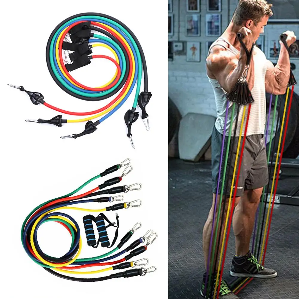 11Pcs Resistance Bands Elastic Tube Fitness Workout Body Building Equipment Set | Спорт и развлечения