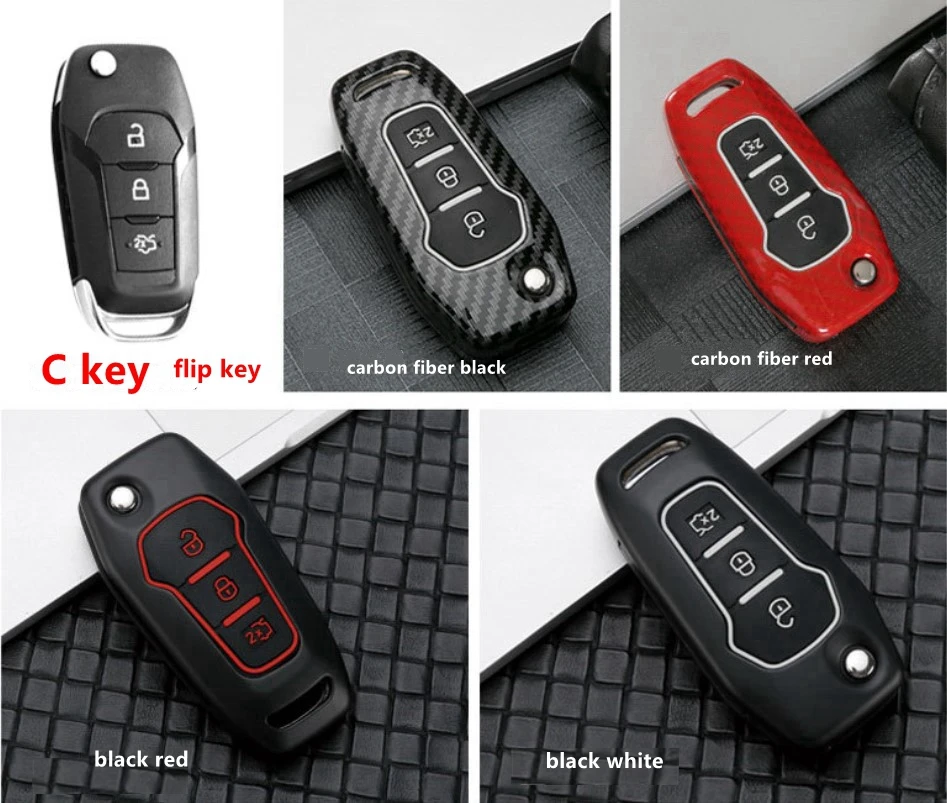 Чехол для ключа из углеродного волокна Ford Focus 2 3 Ecosport Kuga Escape Fiesta C Max S Ranger Everest