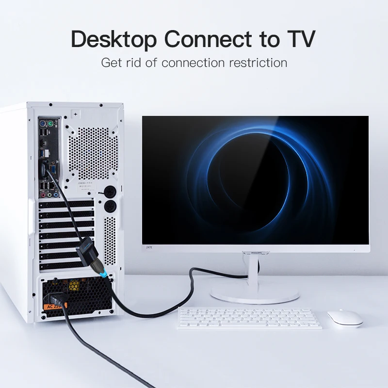 Адаптер Vention VGA HDMI 1080P папа Женский конвертер кабель с аудио USB питание для PS4/3 HDTV