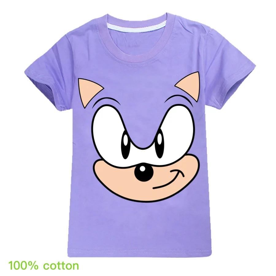 Модная спортивная летняя футболка Sonic для мальчиков и девочек короткая с