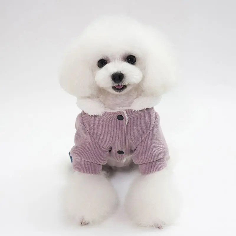 Теплая одежда для собак с узором в виде кости, четыре ноги, повседневные куртки с плюшевым отворотом для щенков, осенне-зимние пальто для собак, зимние принадлежности