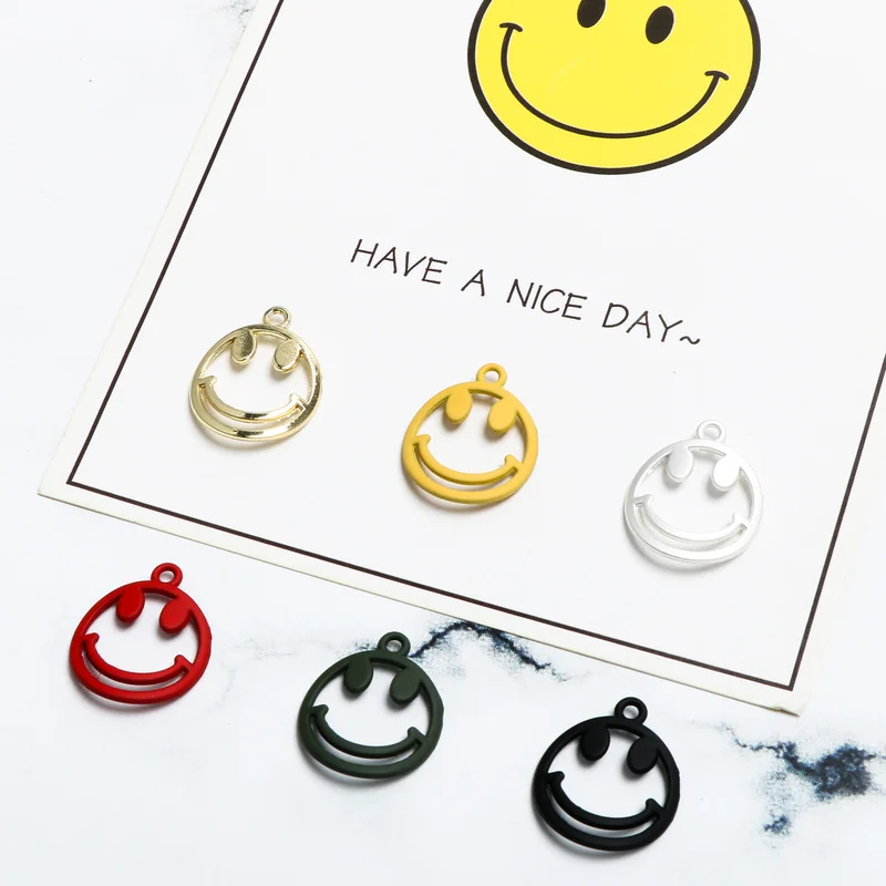 

cute micro smiling face round color alloy pendant DIY handmade jewelry ear ring ear nail accessories material