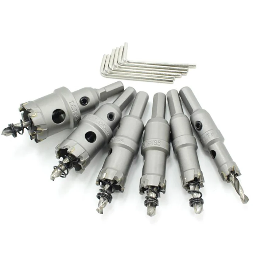 6pcs/set Tct Carbide Hole Saw Cutter Triangular Shank 14/16/18.5/20/25