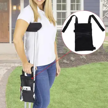 

Patient Elderly Crutch Pouch Storage Pocket Forearm Broken Leg Crutch Accessories Black Adjustable Belt Crutch Hanging Bags