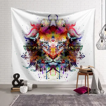 

Colorful Tiger White Tapestry 3D Printing Tapestrying Rectangular Home Decor Wall Hanging 07