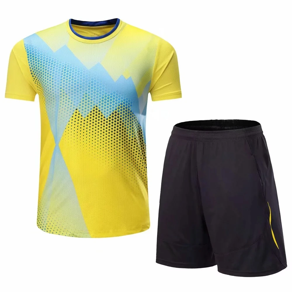 

Men‘s Badminton Sports Clothes Suits Quick Dry Wicking Shirt Breathable Comfortable T-shirt Table Tennis Shirt+Shorts L984SHC