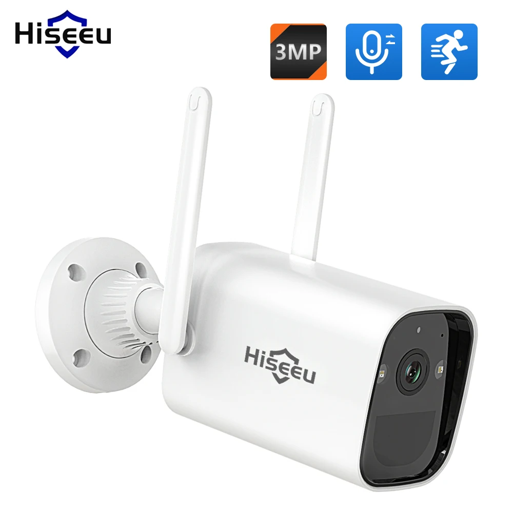 Hiseeu 1536P 14400mAh Беспроводная батарея ip-камера цветная Ночная перезаряжаемая уличная