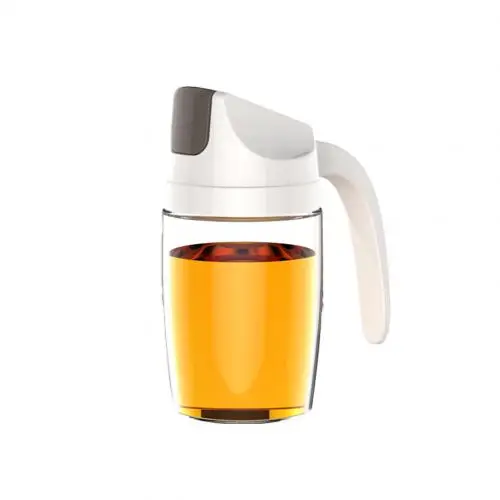 White 300ml 1 шт. прозрачная стеклянная бутылка для масла с ручкой герметичный диспенсер для уксуса контейнер автоматическая крышка кухонная банка для специй инструменты - Цвет: White 300ml