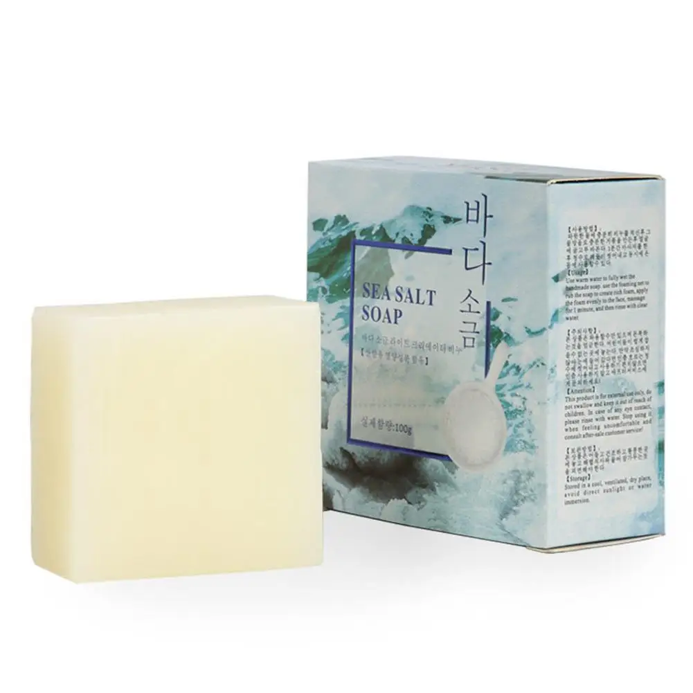 BellyLady Sea Salt Soap Cleaner Removal Pimple Pores Acne Treatment Goat Milk Moisturizing Cleansing Control Oil Face Care Soap