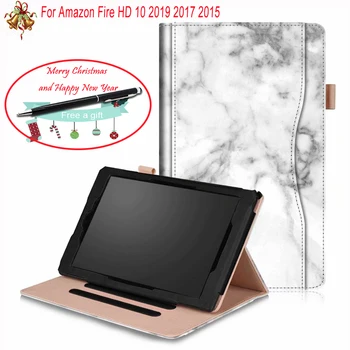 

For Capa Kindle Fire HD 10 2019 PU Leather Build-in Stand Case Cover For Funda Amazon Kindle Fire HD 10 2017 2019 Case Coque