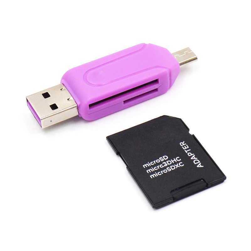 1pc Random Color 2 In 1 USB 2.0 OTG Memory Card Reader Adapter Micro USB TF SD Card Reader Universal For Phone Computer Laptop usb converter for phone