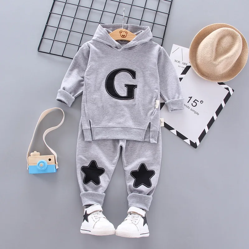 gray Комплект детской одежды, комплекты для малышей, детская осенне-летняя одежда для мальчиков, спортивный костюм, комплект для мальчиков и девочек, Детский костюм, одежда - Цвет: gray