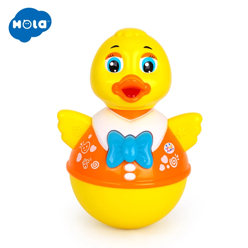HOLA TOYS 967 Baby Toys Roly-Poly Tumbler Toy with Music& Flashing Lights Nodding Doll Duck Sheep Novelty Educational Toys