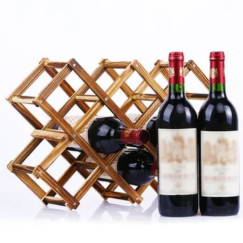 

Wooden Wine Stand Kitchen Accessories Folding Red Wine Rack Drink Bottle Holders Portable 3 6 10 Bottle Holder Bar Display Shelf