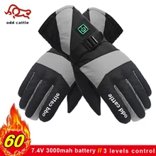 Зимние теплые электрические теплые перчатки с аккумулятором, 7,4 В, перчатки с подогревом для езды на мотоцикле, велосипеде, лыжах, перчатки унисекс