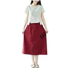 Женская модная юбка, новая весенняя Короткая Повседневная Женская юбка до середины икры, Ретро стиль, китайский стиль, трапециевидная юбка# 40