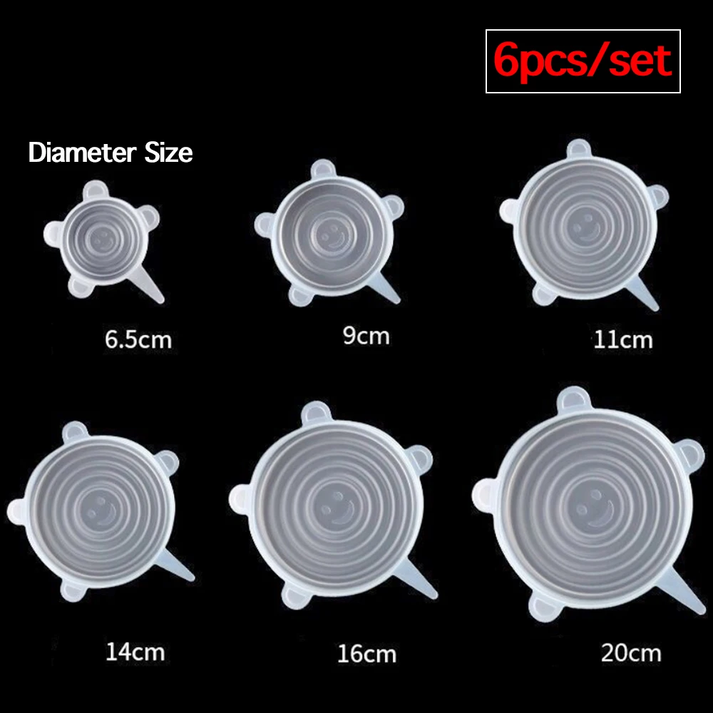6 шт./компл. силиконовая эластичная крышка многоразовая миска для свежей еды