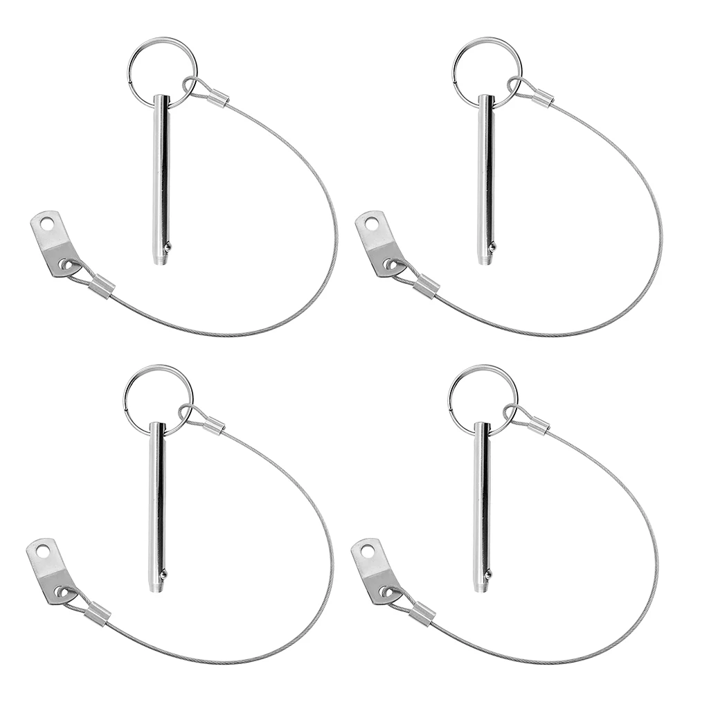 4x Boat Bimini Top 316 Stainless Steel Quick Release Pin w/ 240mm Lanyard