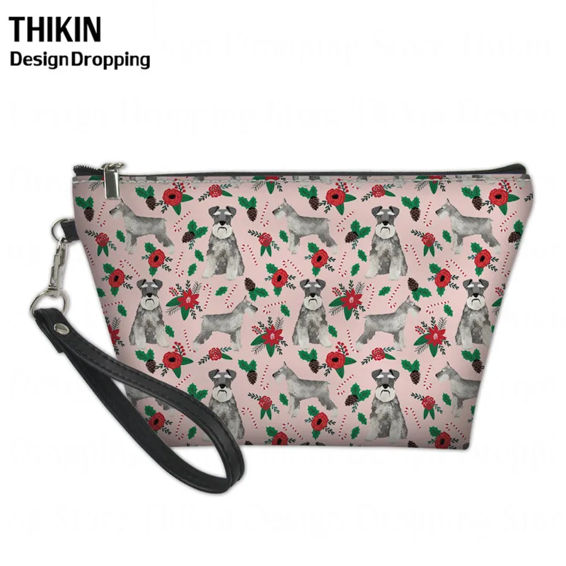 Косметичка tikin Schnauzer Sakura Printng для девочек, женские косметички, органайзер для сумочки, дорожная сумка, косметичка - Цвет: as picture