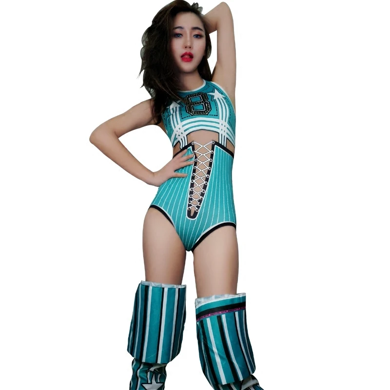 2018 Hot Sell Jazz Dance Modern Dance Costume Fashion High Quality Dancing Dress Stage Show Jumpsuit Bodysuit Bar dj dancers  (2)