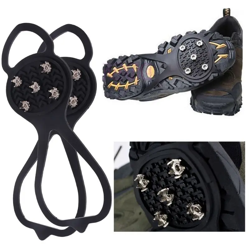 1pair Ice Snow Studs Nonslip Spikes Shoes Boots Grippers Crampon Walk
