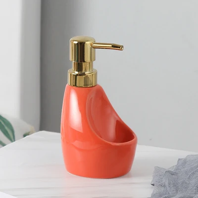 Orange-250ml Керамический дозатор жидкого мыла двойного назначения для ванной комнаты лосьон флакон для моющего средства дезинфицирующее средство для рук Бутылка с стойка для хранения губок mx9211433 - Цвет: Orange-250ml