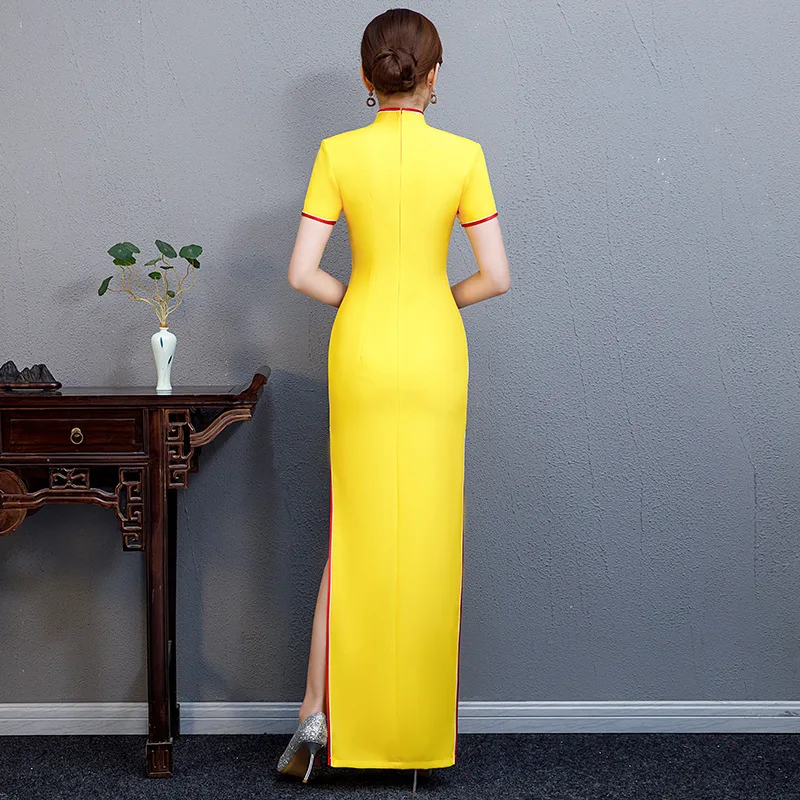 Современные Cheongsam для женщин длинные Qipao китайское платье Вечерние в винтажном стиле Ao Dai элегантное платье Улучшение Qi Pao Vestido