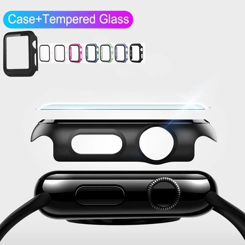 360 Полное Защитное стекло для Apple Watch серии 5 4 3 2 1 матовый пластиковый бампер рамка