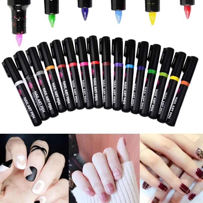 

16 Color Optional 3D Marker Pen Watercolor Brush Marker Pen Nail Art Tools Marker Sketch Drawing Paint Nail Beauty Pen Drop Free