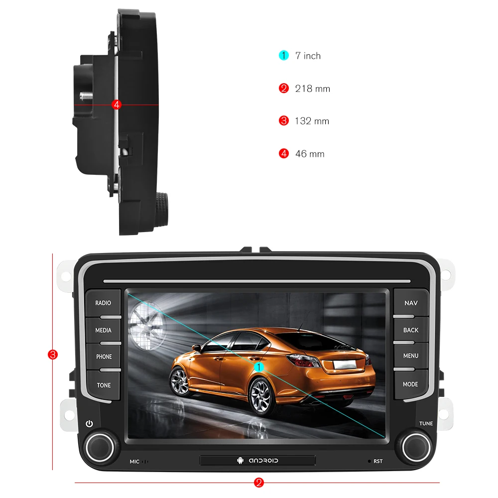  Podofo 2 Din Android 9.0 Auto Radio Stereo 7 ''GPS Multimedia-Player Für VW Passat Golf MK5 6 Jetta